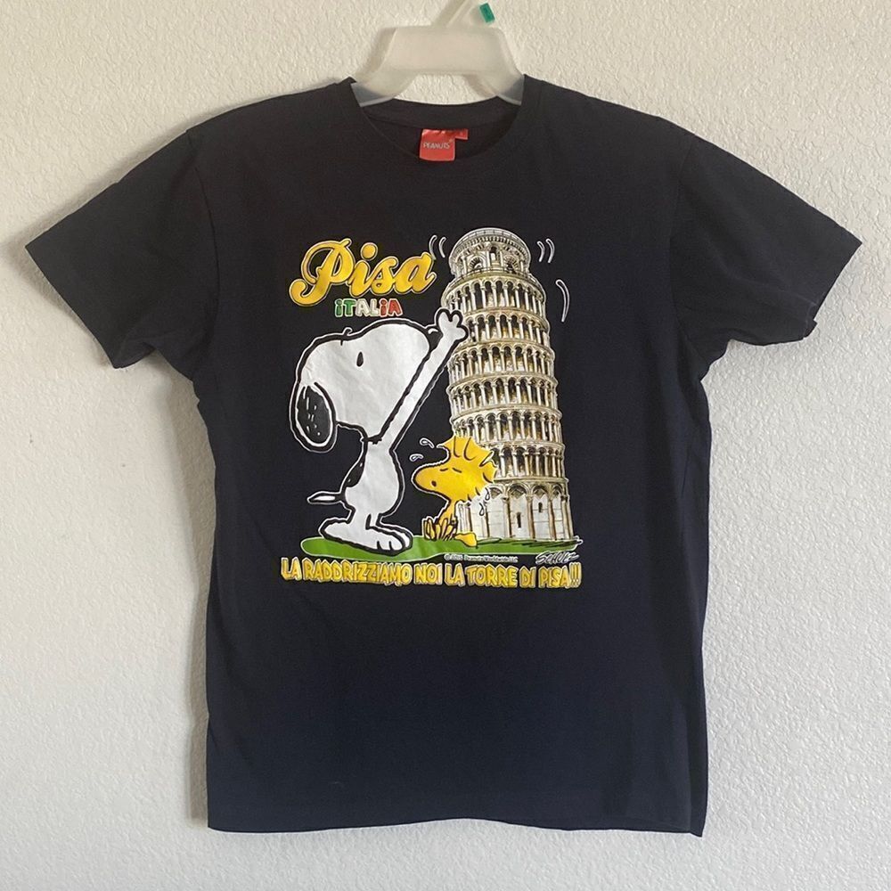 PEANUTS Men’s Black Cotton T Shirt Size S